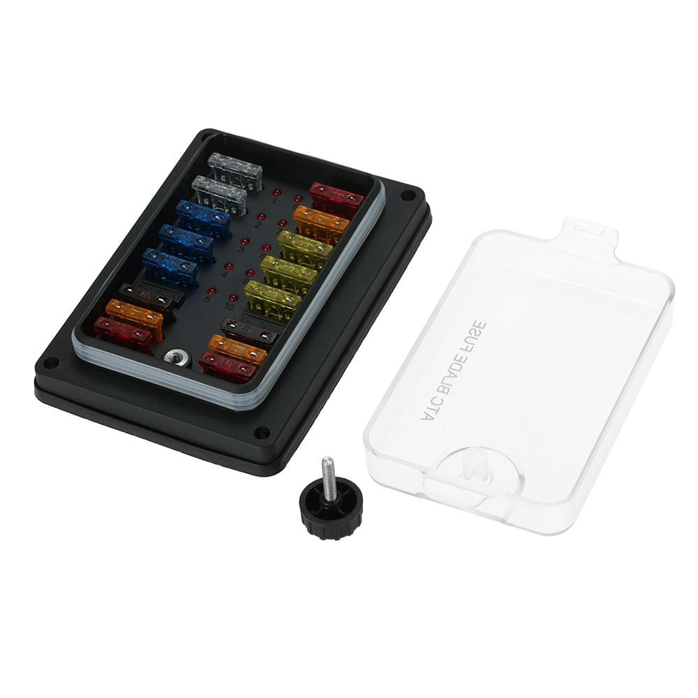 10 Way Waterproof Blade Fuse Box Holder with LED Indicator