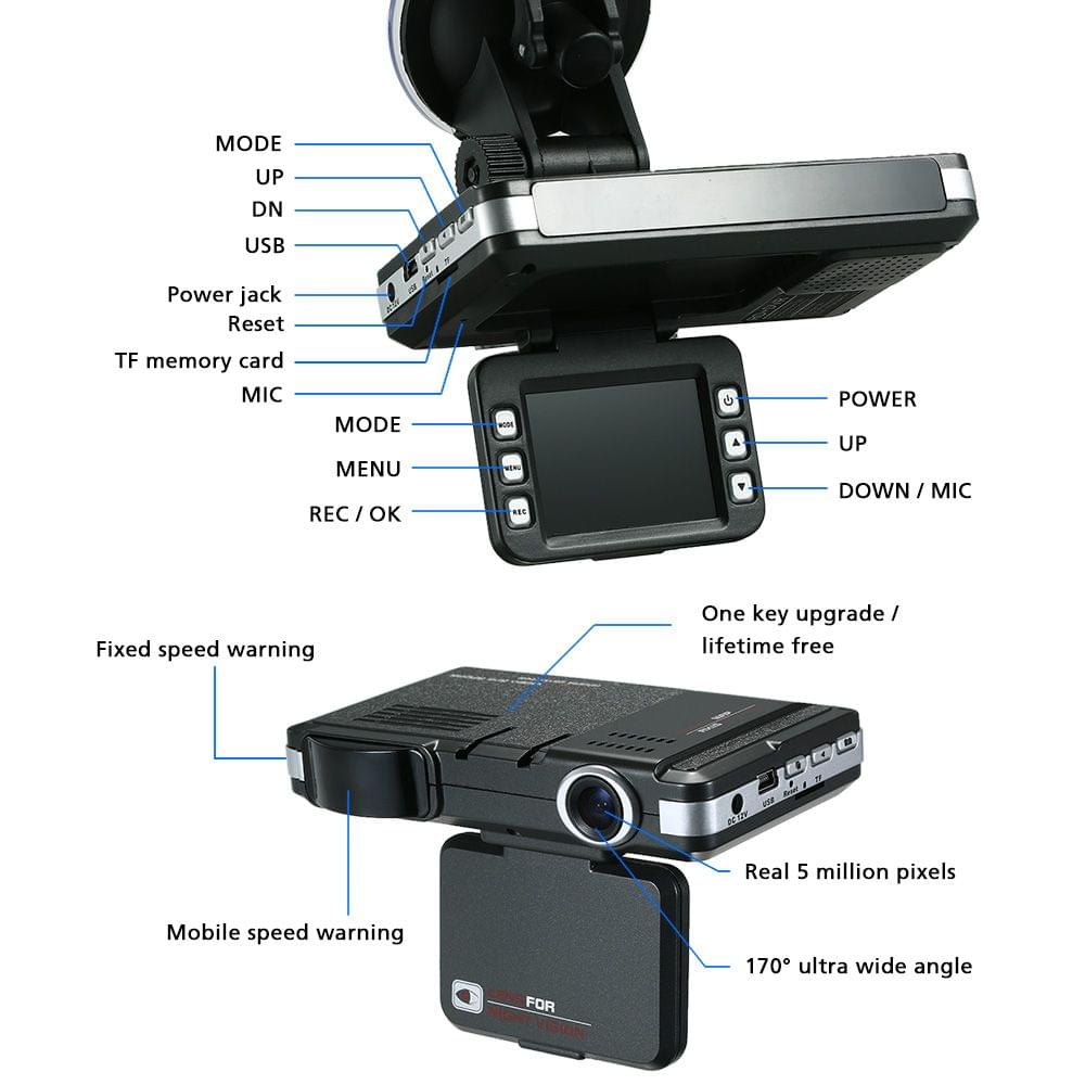 Anti Radar Detector Car DVR 2 in 1 720P Dash Cam Radar Speed