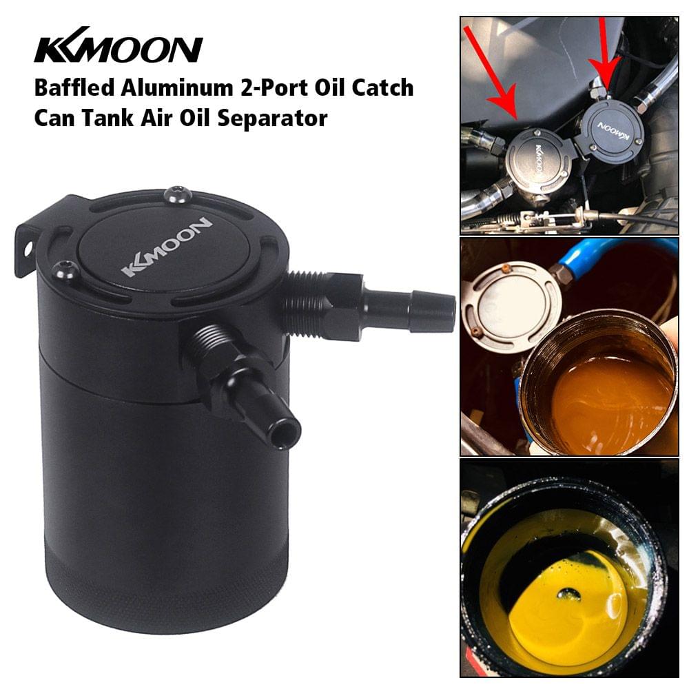 KKmoon Baffled Aluminum 2-Port Oil Catch Can Tank Air Oil