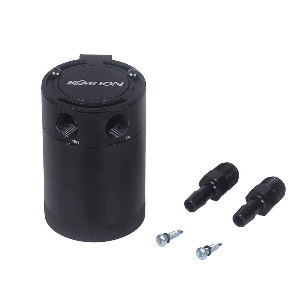 KKmoon Baffled Aluminum 2-Port Oil Catch Can Tank Air Oil