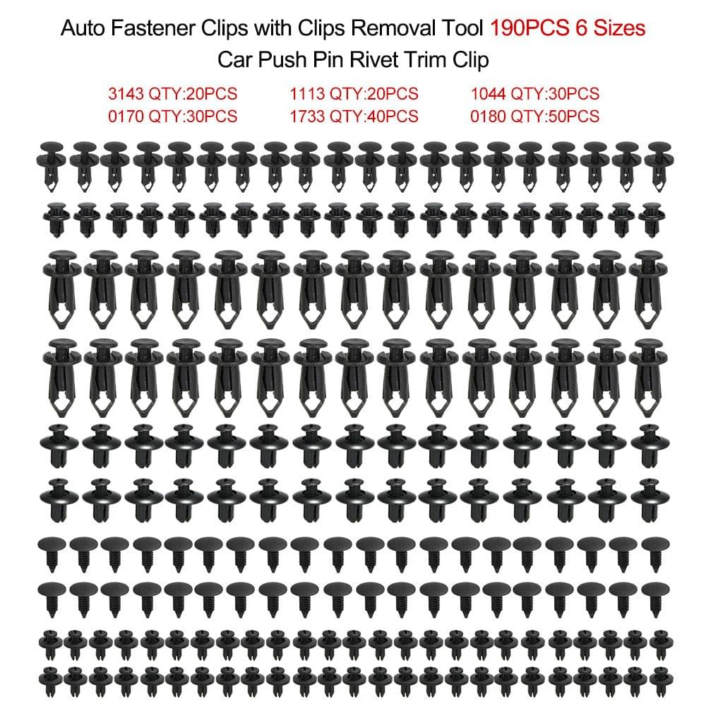 Auto Fastener Clips Plastic Fastener Rivet Clips 190Pcs 6