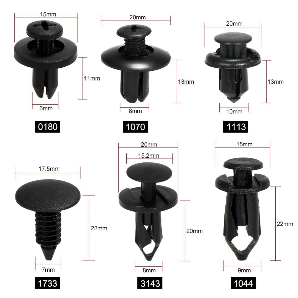 Auto Fastener Clips Plastic Fastener Rivet Clips 190Pcs 6