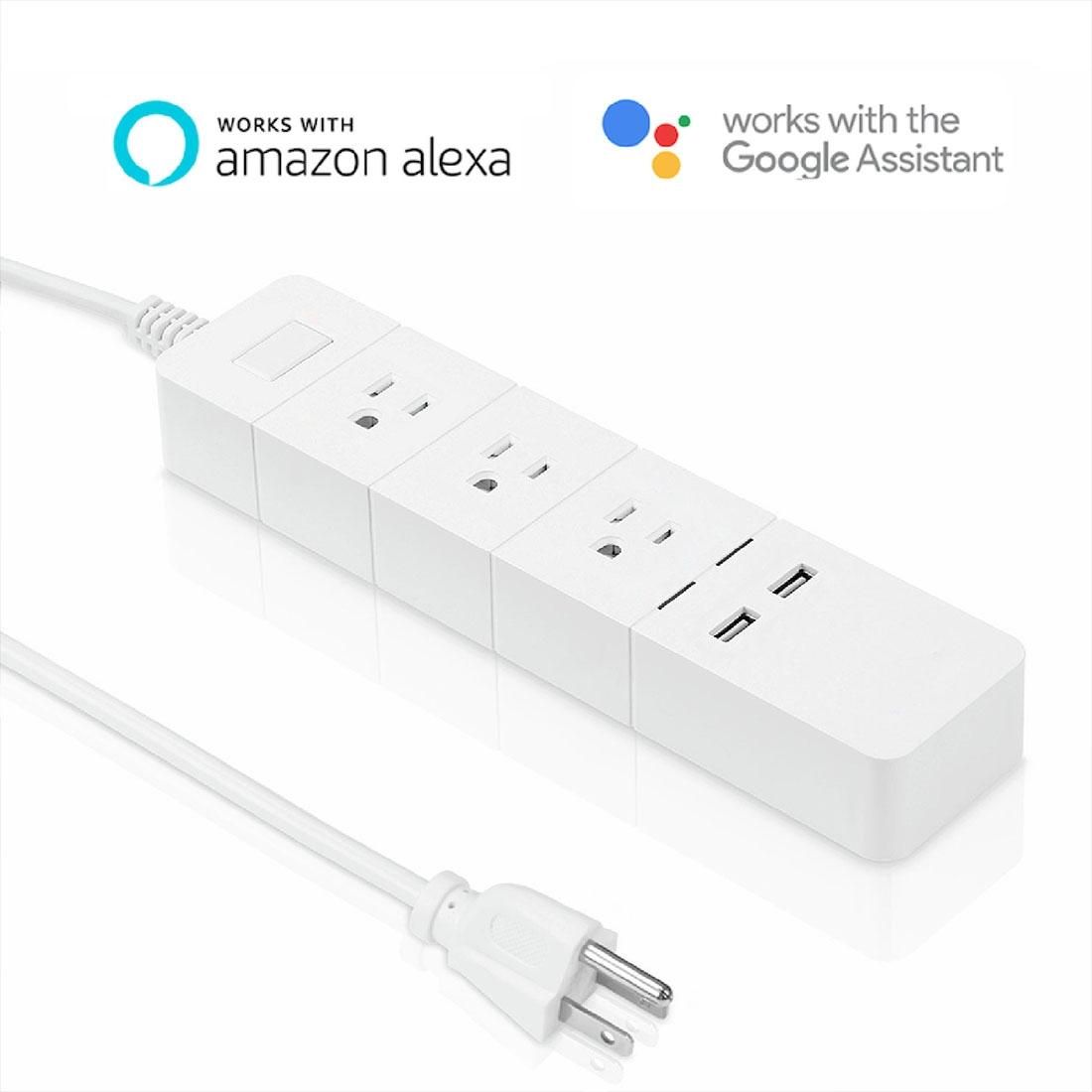Meross MSS425 2 x USB Ports + 3 x US Plug Smart Outlets WiFi Remote Control Smart Power Socket Works with Amazon Alexa & Google Assistant, AC 100-125V, US Plug (White)