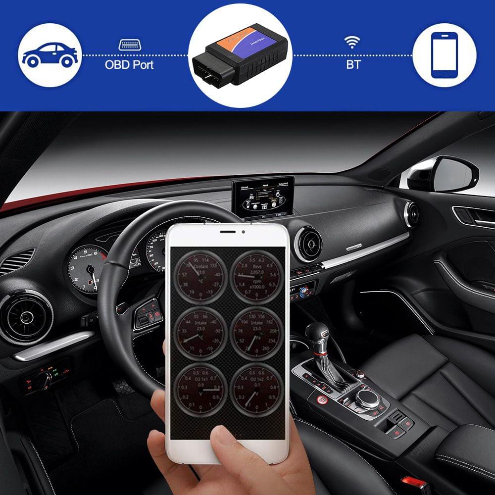 Black OBD OBD? Scanner Tool Detector with BT Connection for