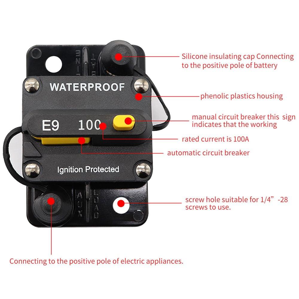 100A Circuit Breaker Dual Battery Manual Reset IP67