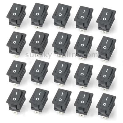 20 pcs Electrical Power Control On / Off Rocker Switch (Black)