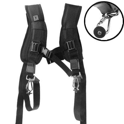 Safe & Fast Quick Double Shoulder Belt Strap for 2 Cameras DSLR (Black)