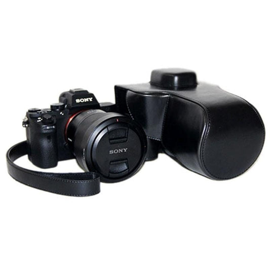 Oil Skin PU Leather Camera Case Bag with Strap for Sony ILCE-7II (Black)
