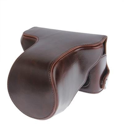 Digital Leather Camera Case Bag with Strap for FUJI X-E1 (Coffee)