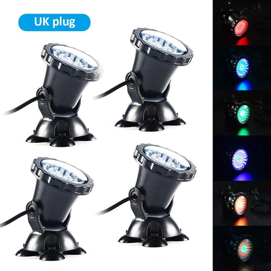 36 LEDs Underwater Diving Lamp Submarine Light Kit Set IP68 - UK Plug