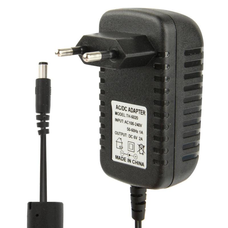 High Quality EU Plug AC 100-240V to DC 6V 2A Power Adapter, Tips: 5.5 x 2.1mm, Cable Length: 1.1m (Black)