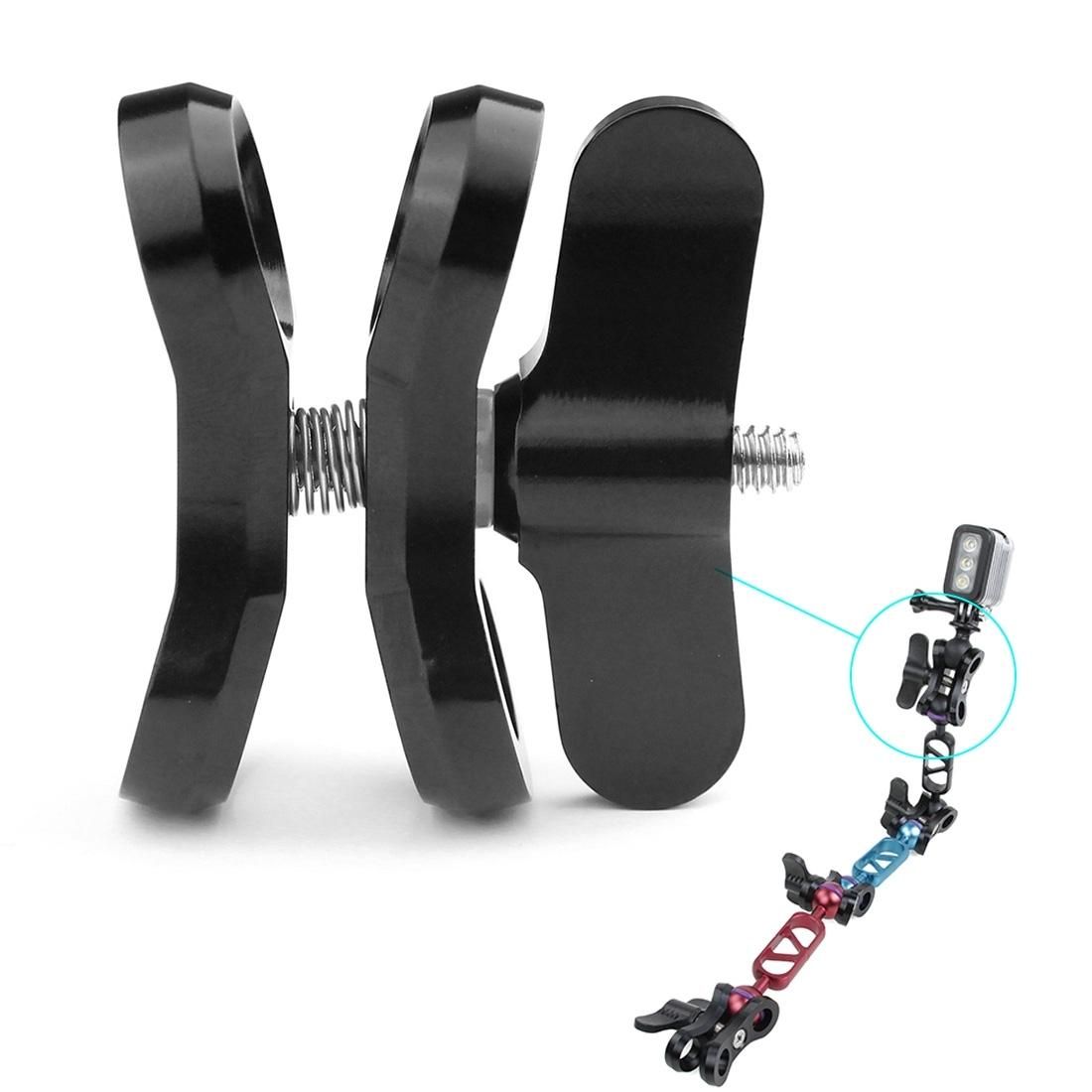 PULUZ Ball Clamp Close Hole Diving Camera Bracket CNC Aluminum Spring Flashlight Clamp for Diving Underwater Photography System (Black)