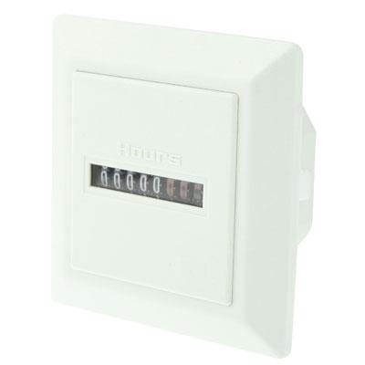 HM-1 AC Hour Meter, Time Setting Range: 0-99,999.99 Hours (White)