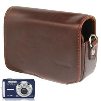 Universal Mini Digital Leather Camera Bag with Strap, Size: 115 x 45 x 75mm (Coffee)