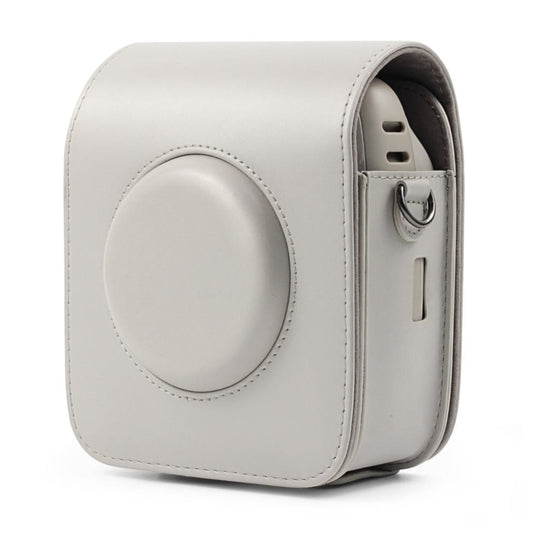 Full Body Camera PU Leather Case Bag with Strap for Fujifilm Instax Square SQ20 (White)