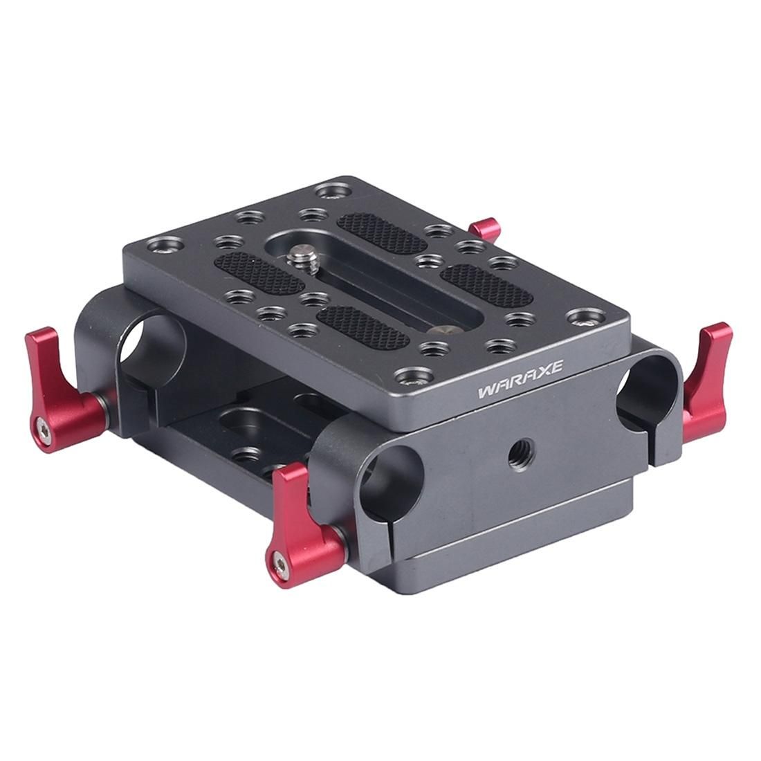 WARAXE 2638 Tripod Mounting Plate with 15mm Rod Clamp Rail Block for Rod Support / DSLR Rig Cage (Grey)