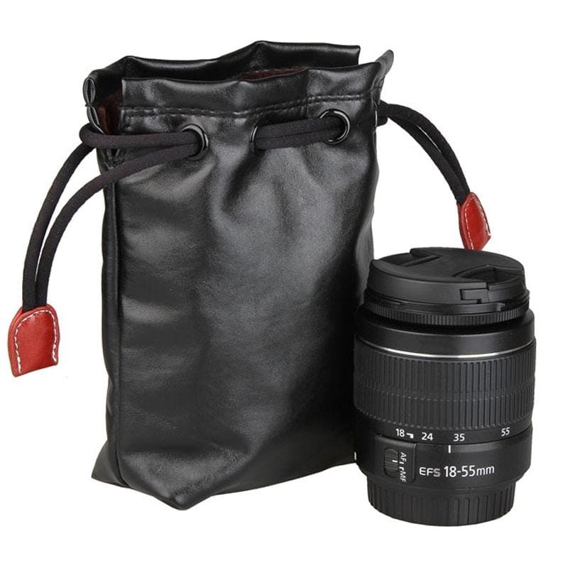 Soft PU Leather + Villus Storage Bag with Stay Cord for Camera Lens, Size: 70mm x 60mm x 130mm (Style2)