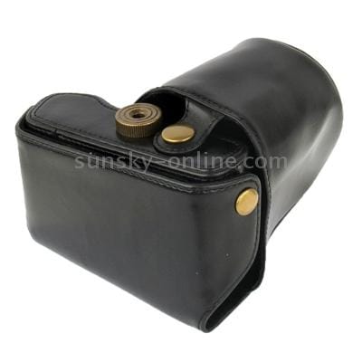 Digital Leather Camera Case Bag with Strap for Olympus EPL5 (Black)