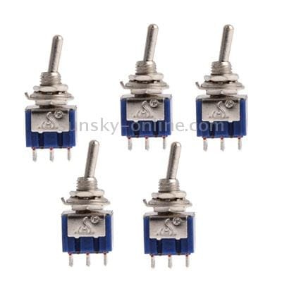 5 x Chrome DPDT 2-Way Guitar Pickup Toggle ON ON Switches (Blue)
