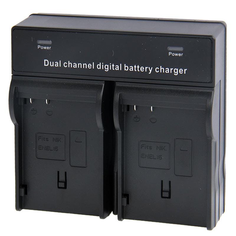 Dual Channel Digital Battery Charger for Nikon ENEL 15 (Black)