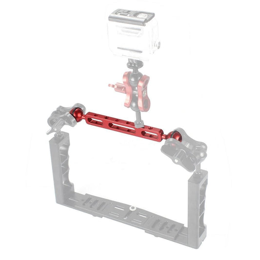 PULUZ 7.87 inch 20cm Aluminum Alloy Dual Balls Arm for Underwater Torch / Video Light, Ball Diameter: 2.54cm (Red)