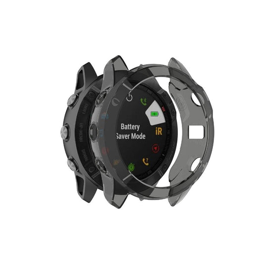 For Garmin Fenix 6X / 6X Pro Smart Watch Half Coverage TPU Protective Case (Transparent Black)