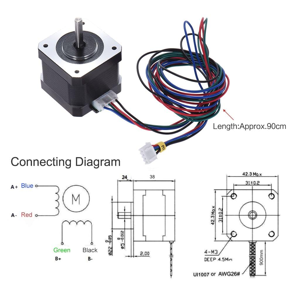 5pcs Nema 17 Stepper Stepping Motor Drive Control 2 Phase - 5pcs