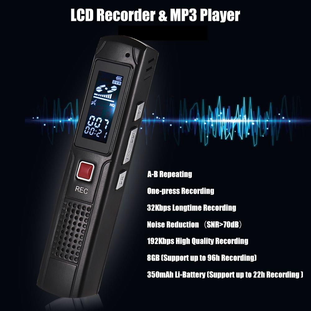 8GB Digital Audio Voice Recorder Ditacphone MP3 Music Player