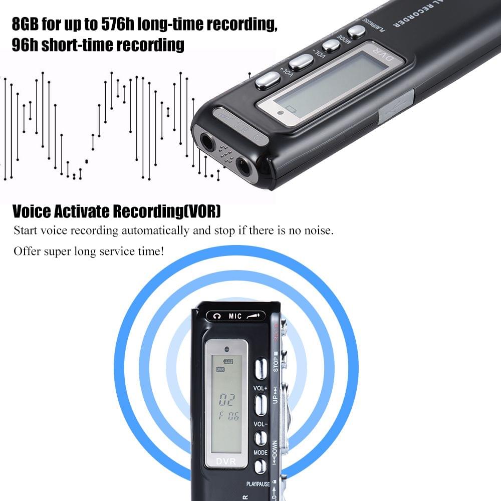 8GB Digital Audio Voice Phone Recorder Dictaphone MP3 Music