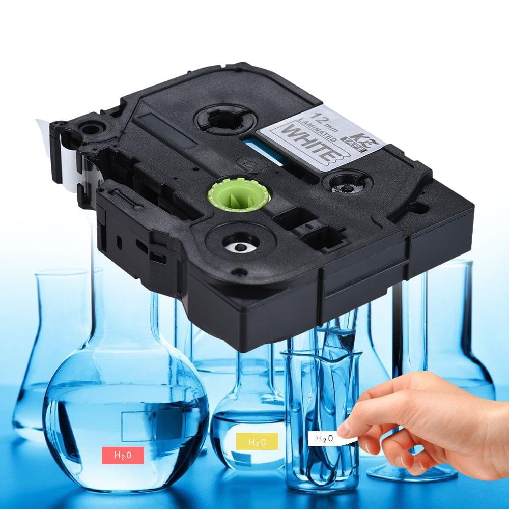 7pcs Laminated Label Tape Black on White Compatible for - 12mm 7pcs