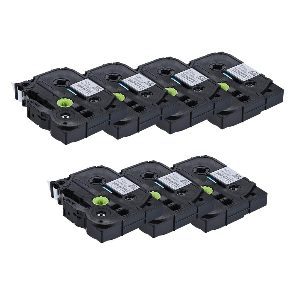 7pcs Laminated Label Tape Black on White Compatible for - 12mm 7pcs