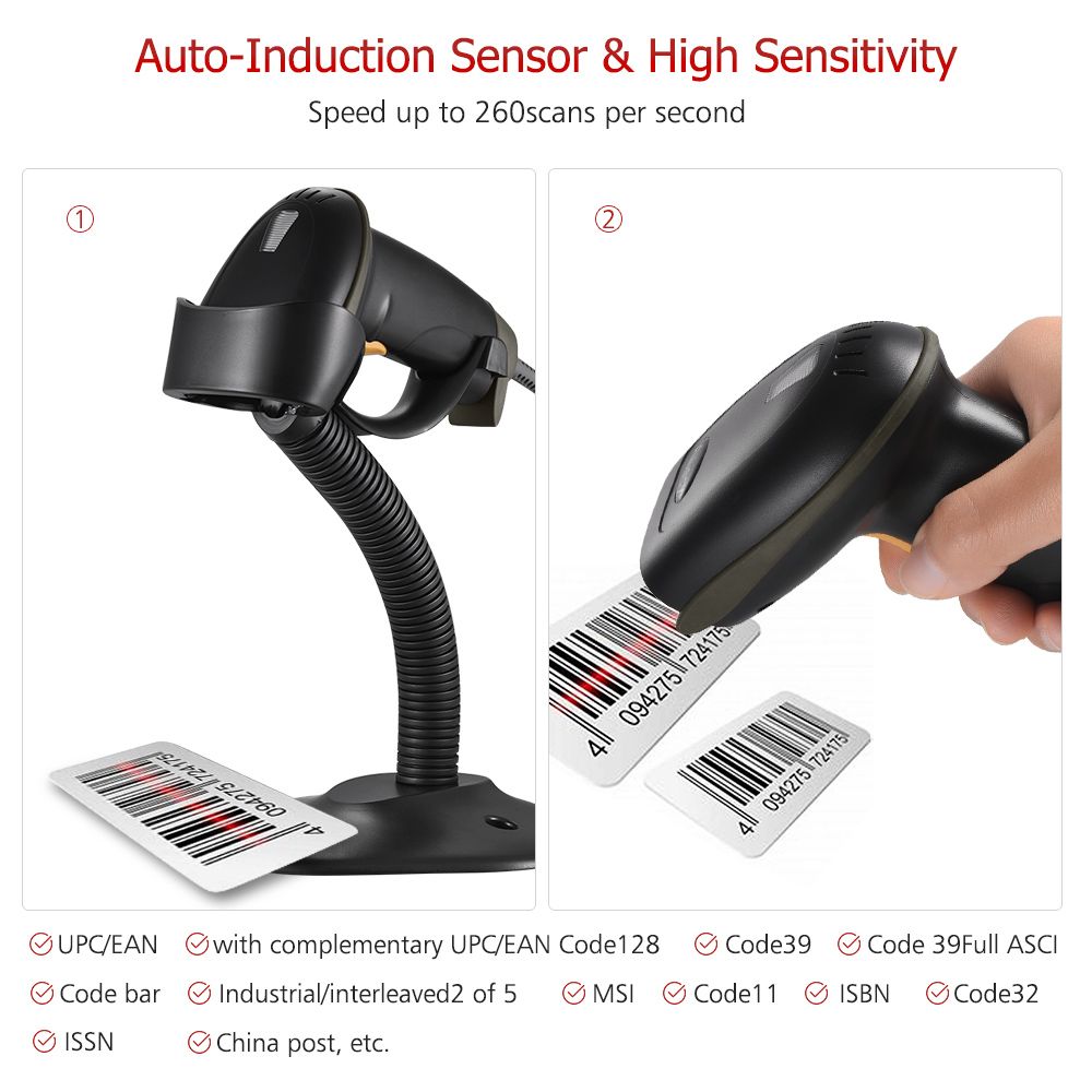 Automatic USB Barcode Scanner Wired Bar Code 1D