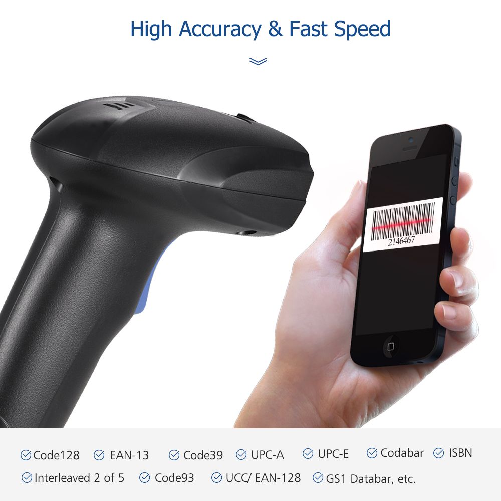 Aibecy Handheld CCD Barcode Scanner Automatic USB Wired 1D