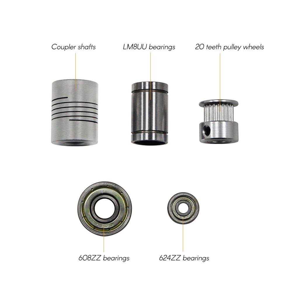 Aibecy 3D Printer Parts Linear Motion Kit LM8UU 608ZZ 624ZZ - bearings&shaft coupler&pulley&belts