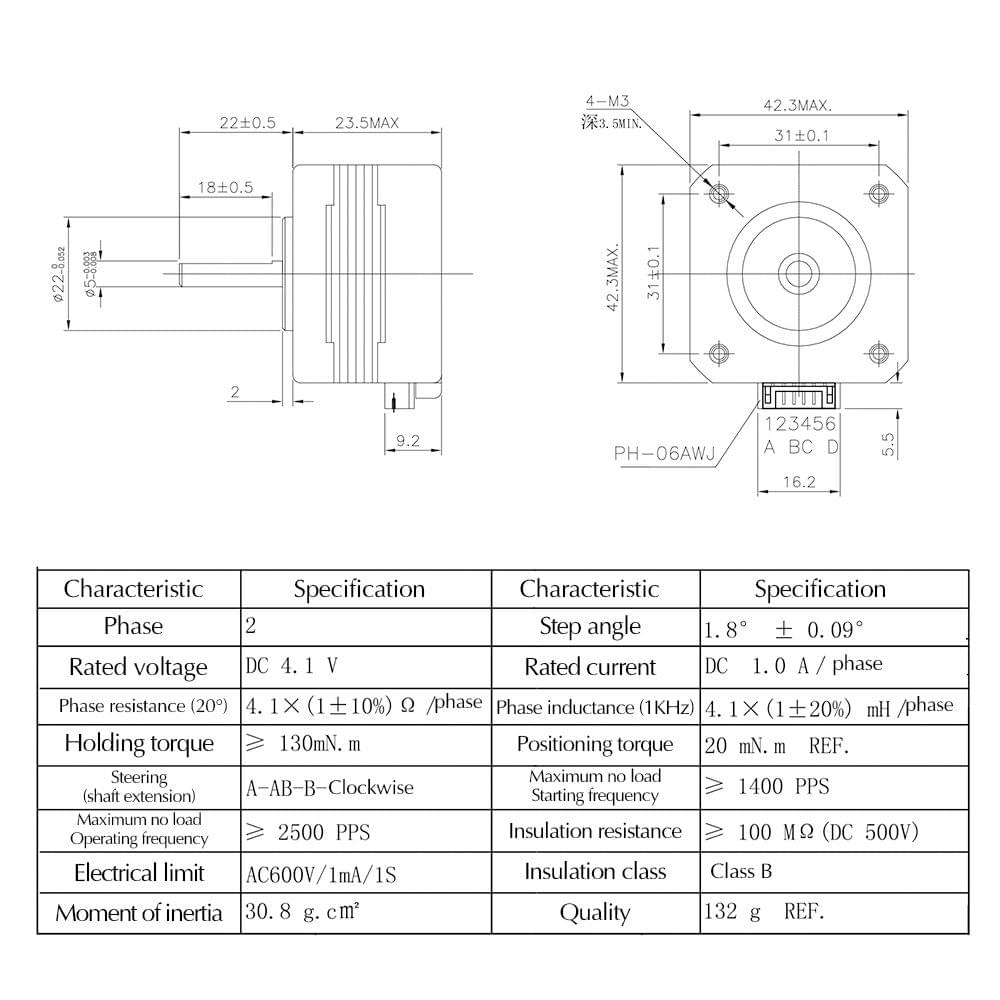 Aibecy 3D Printer Motors 17HS4023 Step Motor for Extruder - 17HS4023