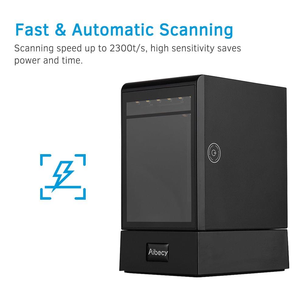 Aibecy Hands-free Wired 1D 2D QR Barcoder Scanner - EU Plug