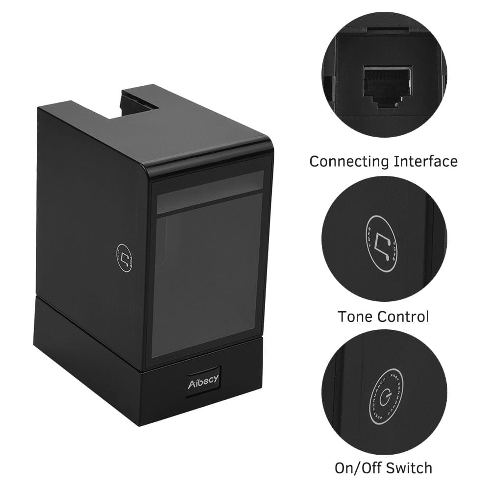 Aibecy Hands-free Wired 1D 2D QR Barcoder Scanner - EU Plug