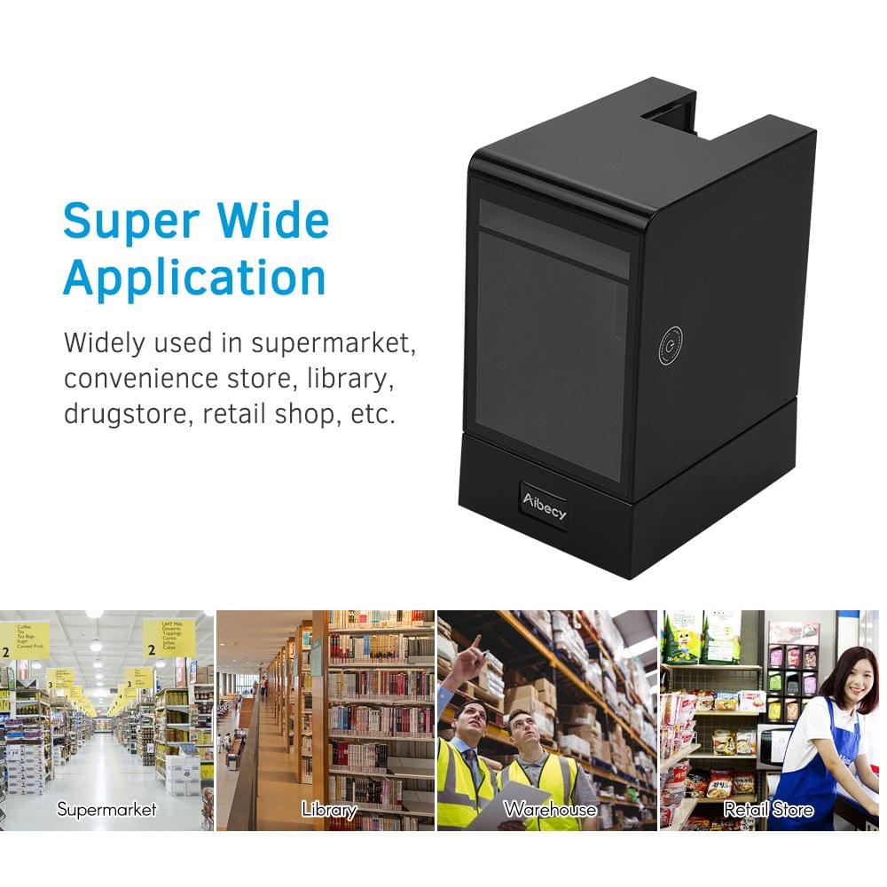 Aibecy Hands-free Wired 1D 2D QR Barcoder Scanner - EU Plug