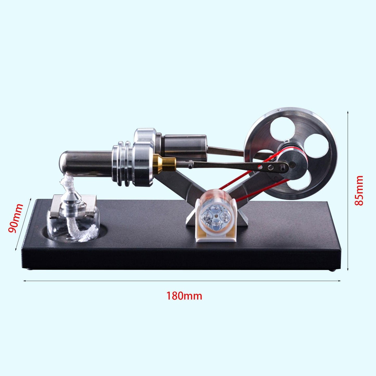 Hot Air Stirling Engine Motor Model DIY Kit with 4pcs Led