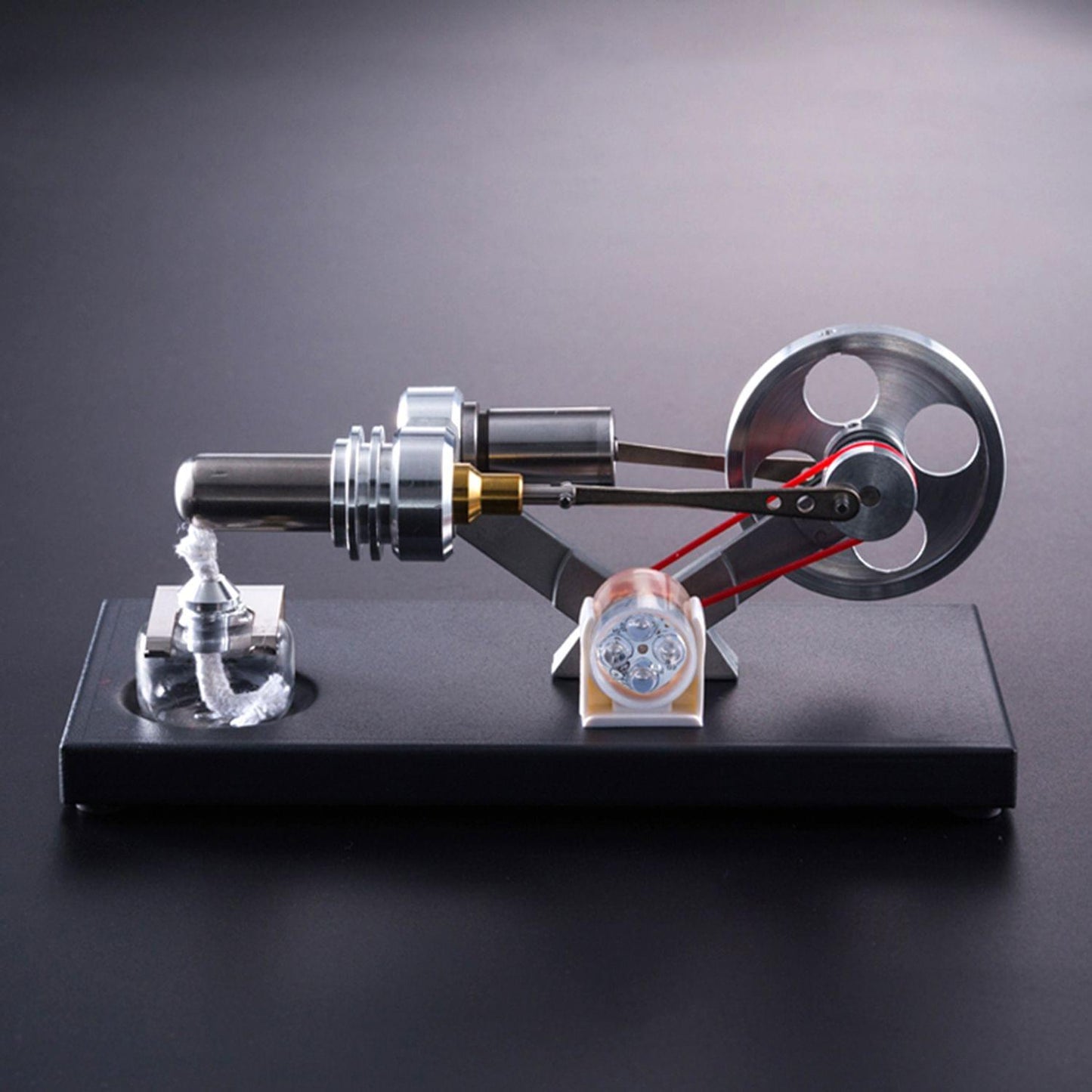 Hot Air Stirling Engine Motor Model DIY Kit with 4pcs Led