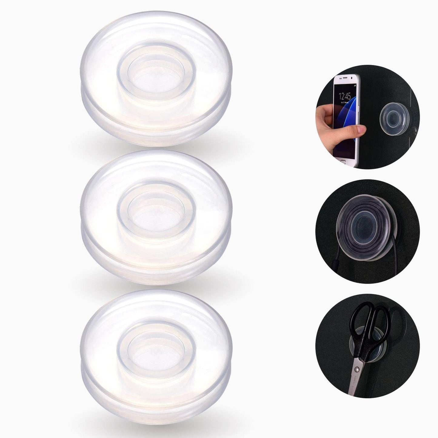 Magic Nano Rubber Pad Mobile Phone Holder Sticker Universal - Round& 3pcs