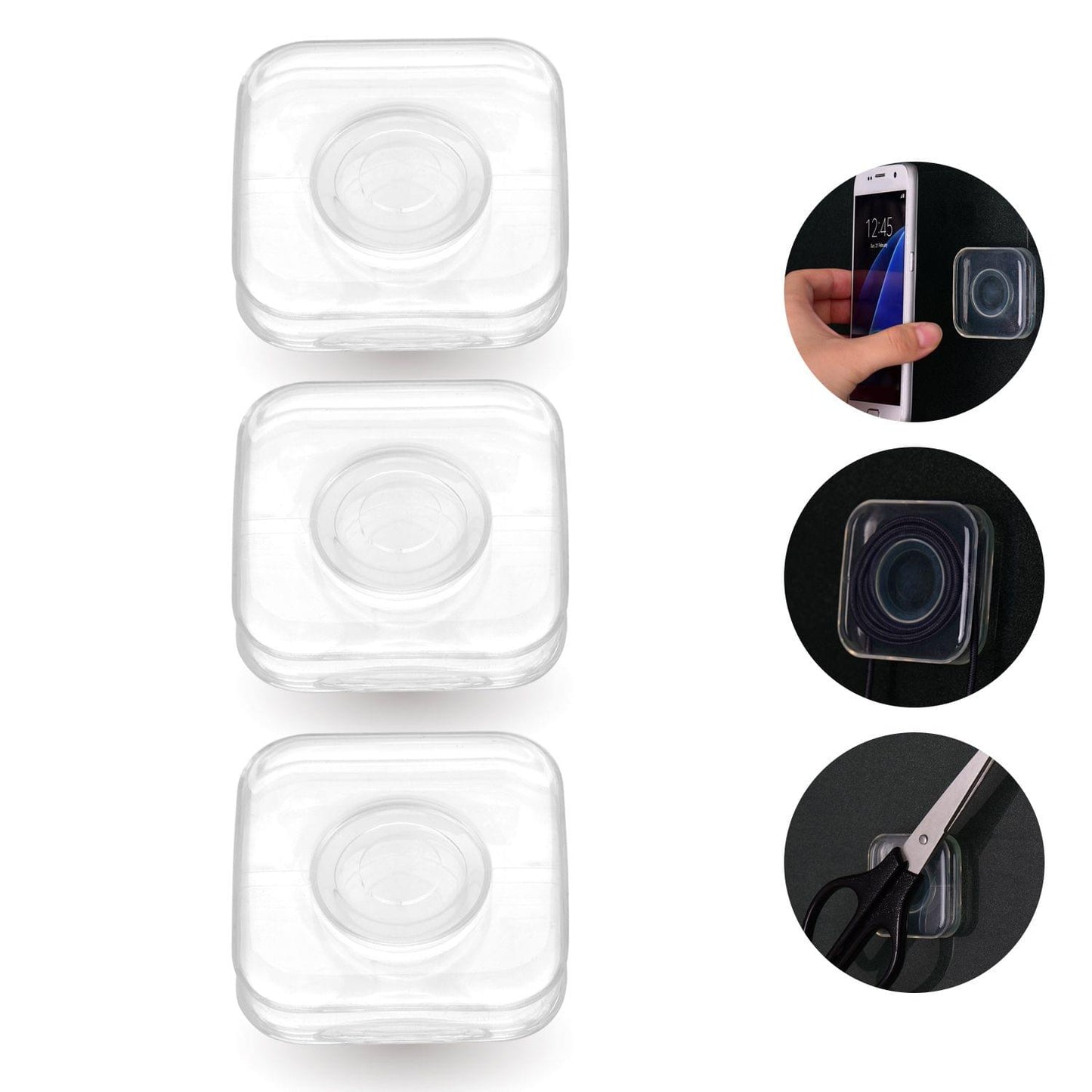 Magic Nano Rubber Pad Mobile Phone Holder Sticker Universal - Square& 3pcs