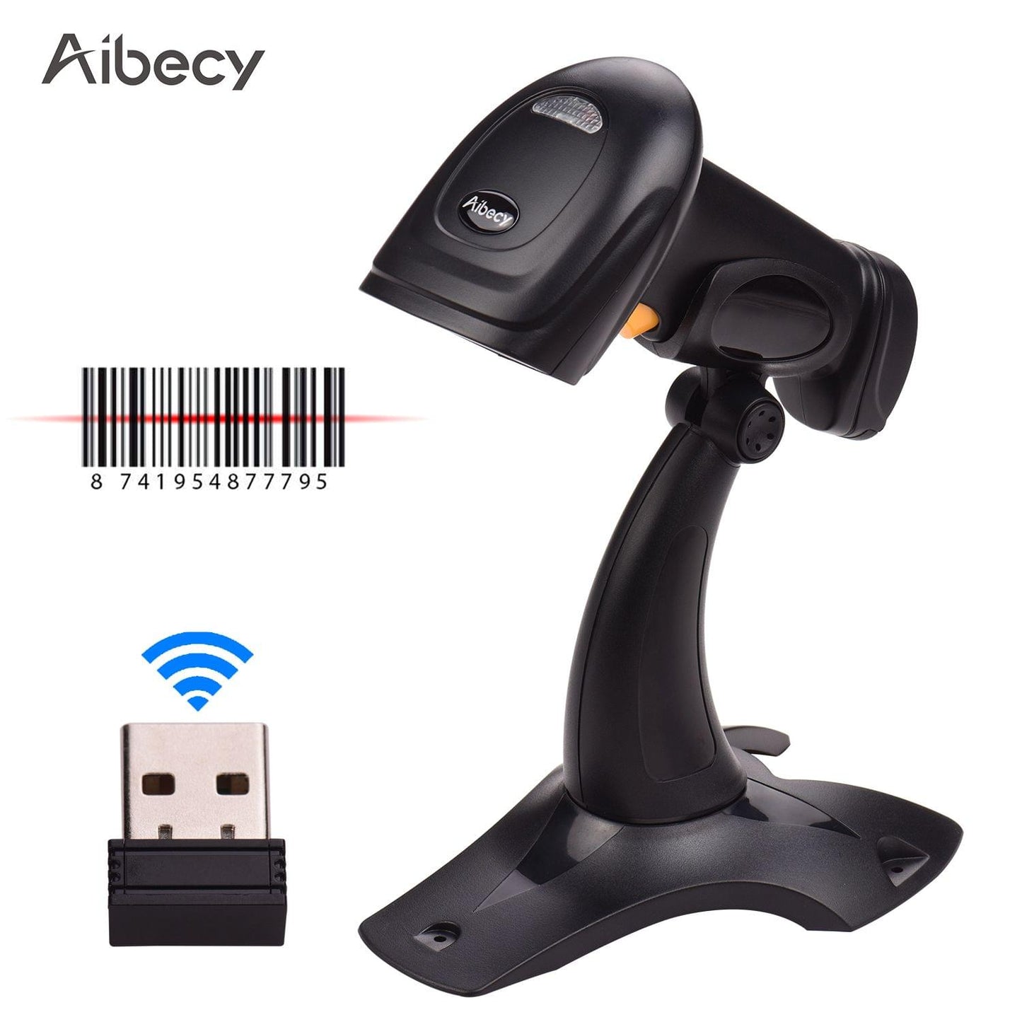 Aibecy 2.4G Wireless Handheld 1D Barcode Scanner Bar Code