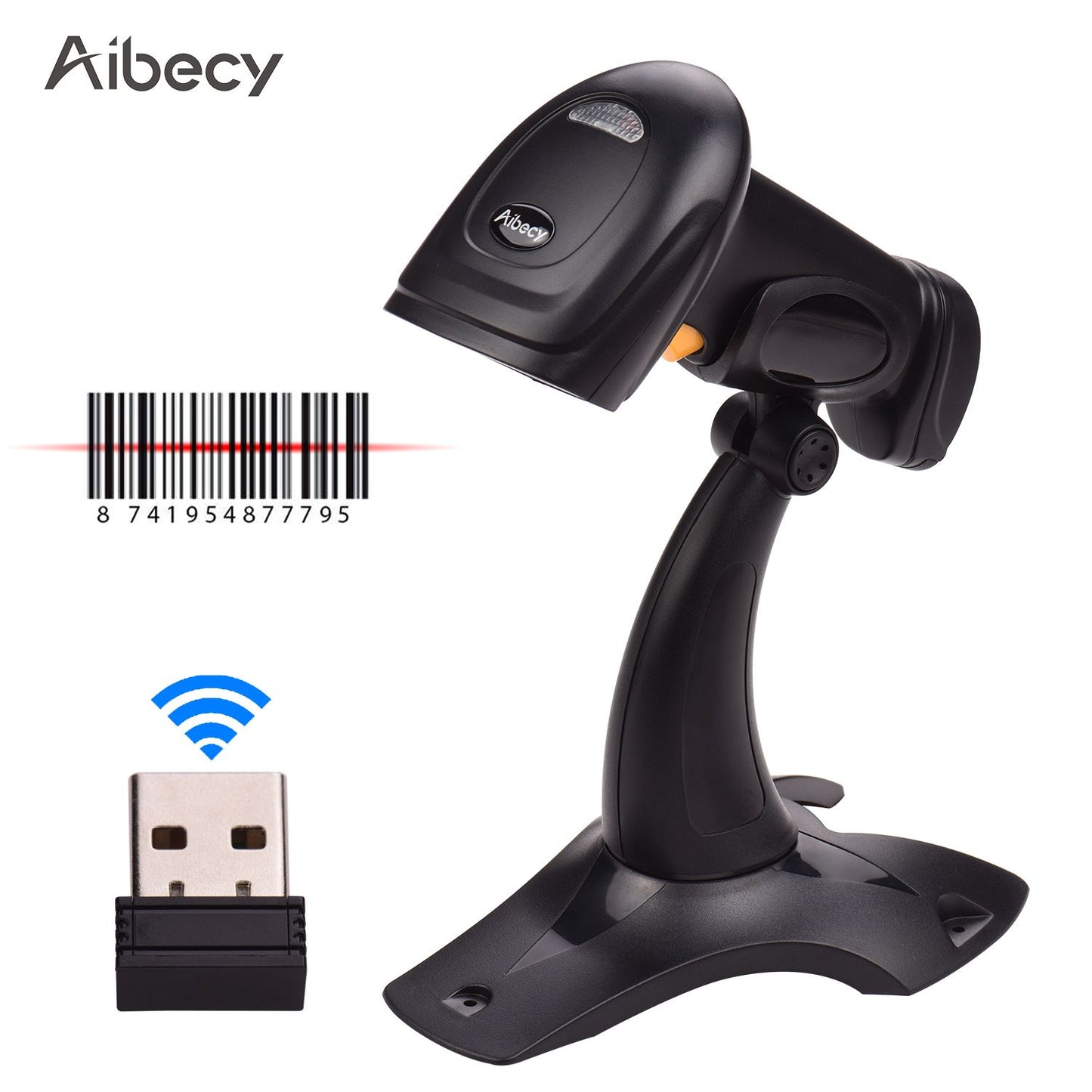 Aibecy 2.4G Wireless Handheld 1D Barcode Scanner Bar Code