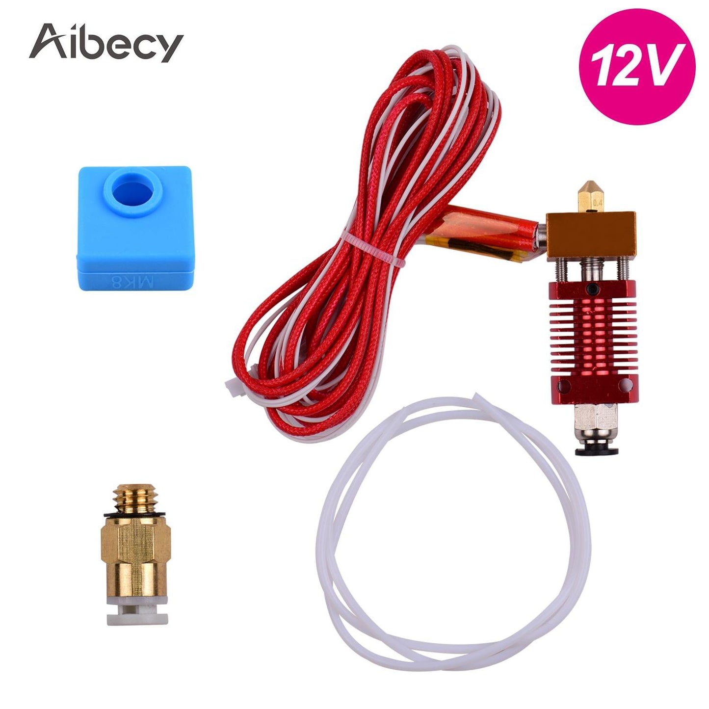 Aibecy Metal Hotend Extruder Kit with 0.4mm Nozzle Aluminum - 12V