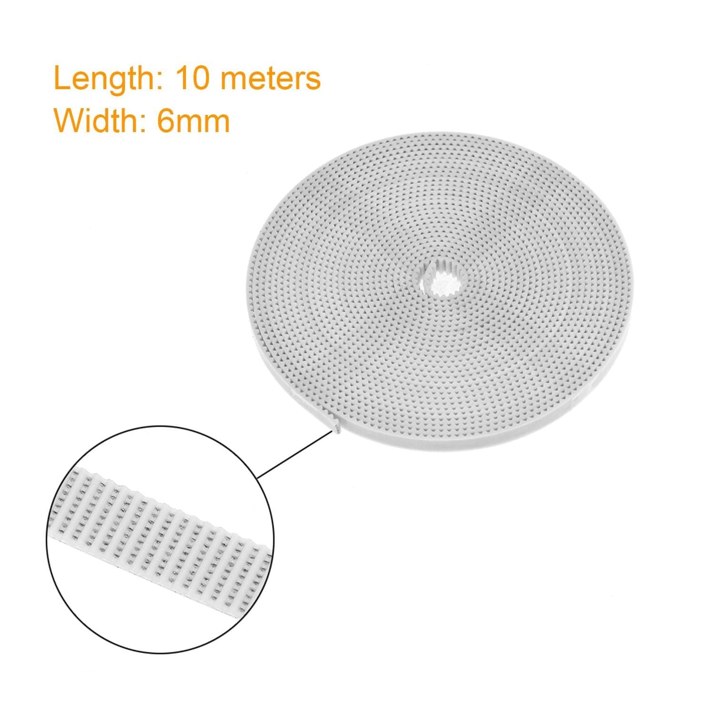 3D Printer Parts 10 Meters White GT2 Timing Belt Open - Width 6mm