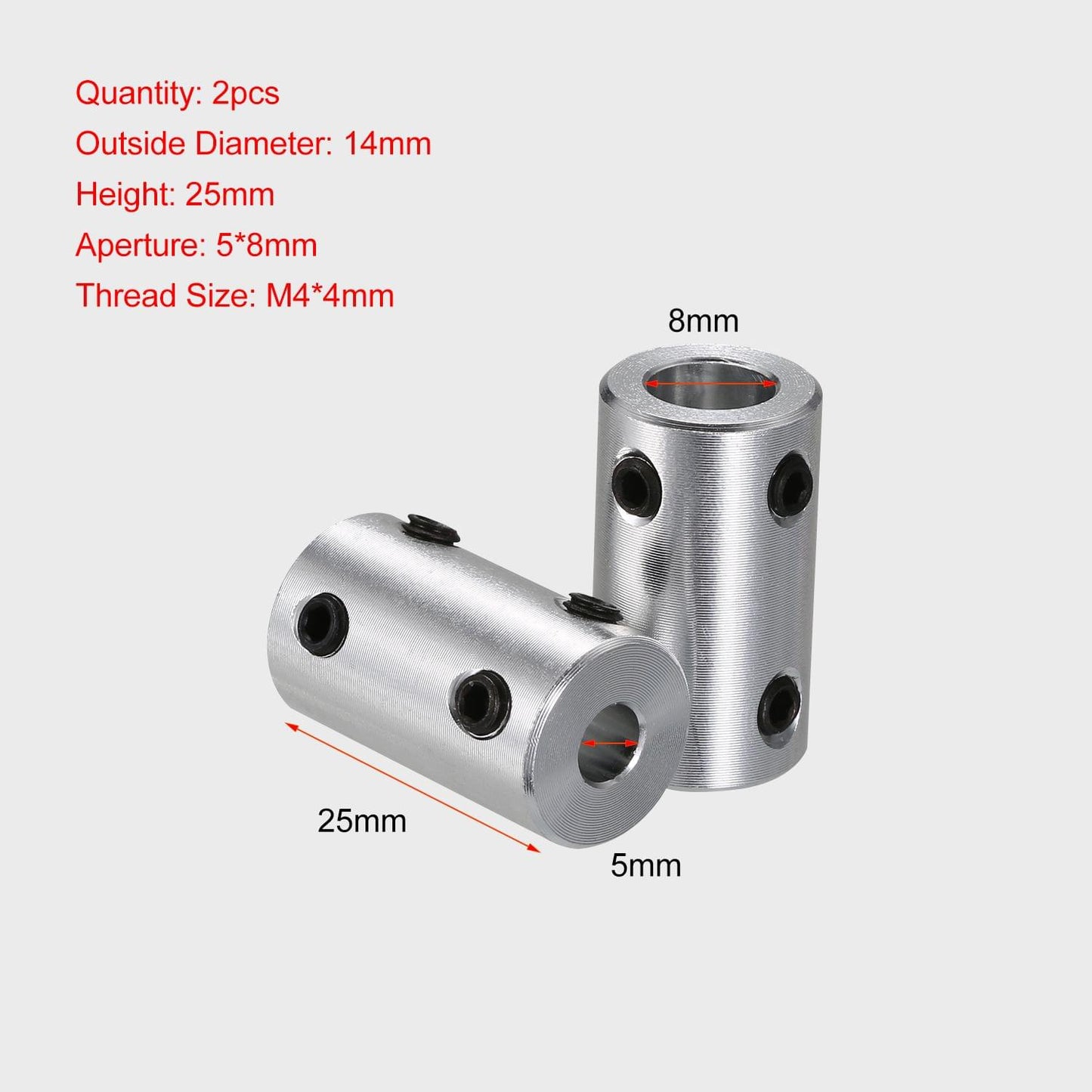 Aibecy Aluminium Alloy Shaft Coupling 5mm to 8mm Bore 14mm - 2pcs