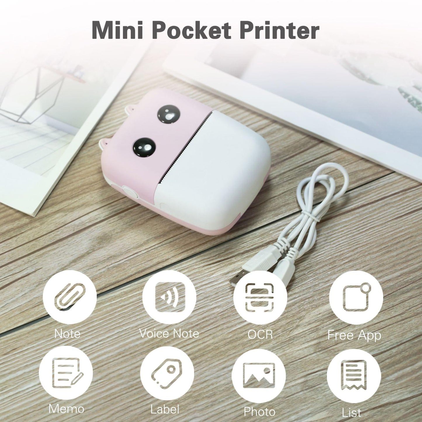 Mini Pocket Thermal Printer 58mm Wireless BT Printer - 300dpi
