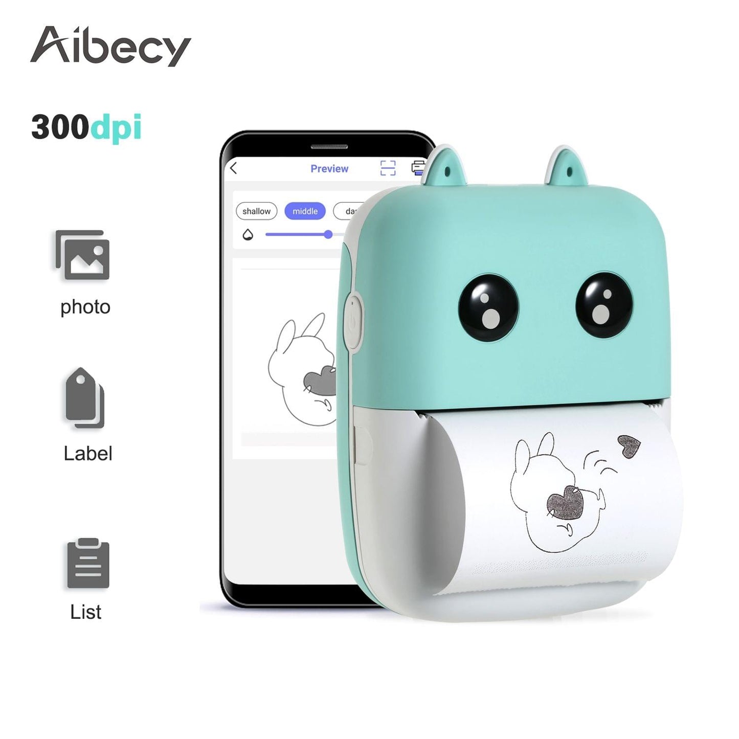 Mini Pocket Thermal Printer 58mm Wireless BT Printer - 300dpi