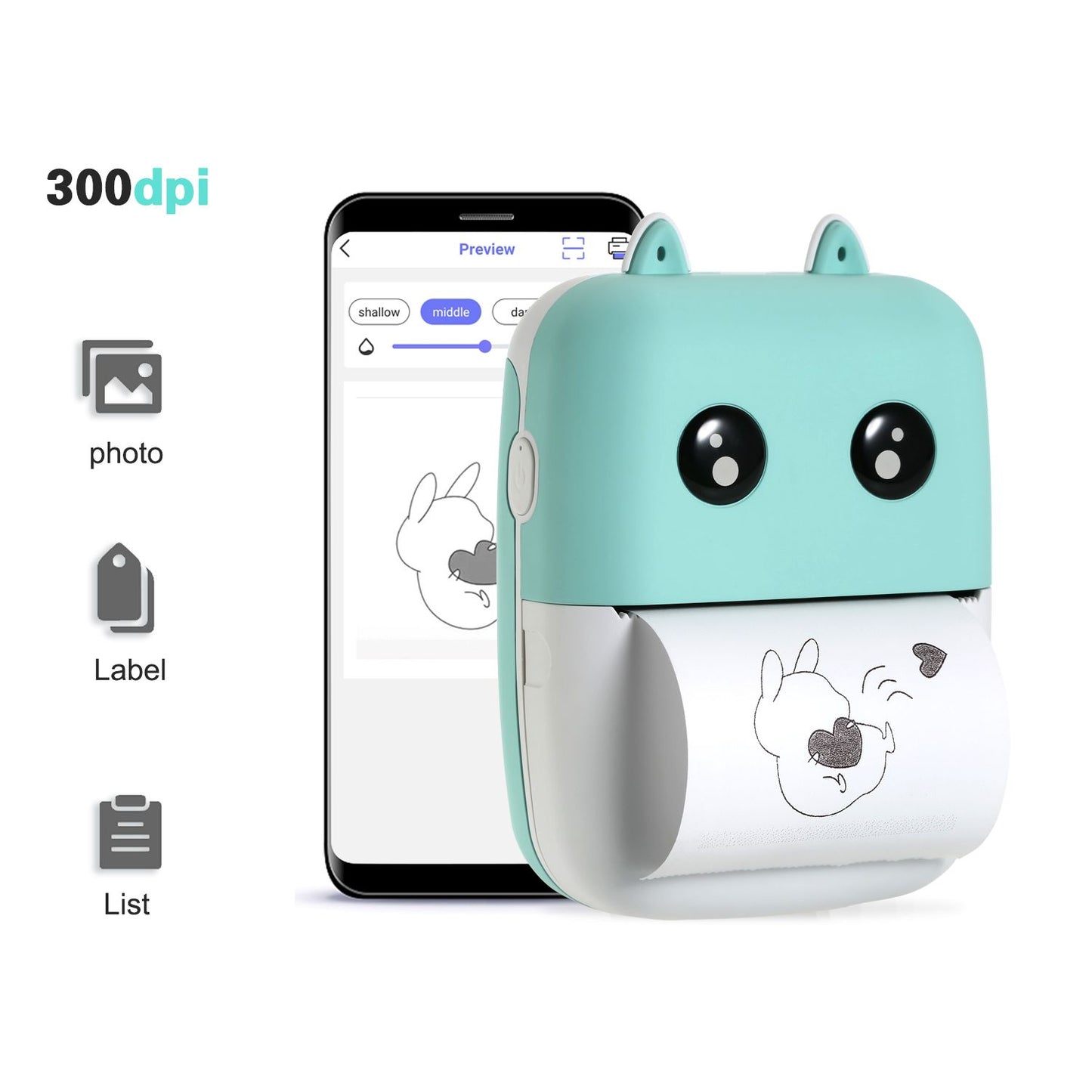 Mini Pocket Thermal Printer 58mm Wireless BT Printer - 300dpi